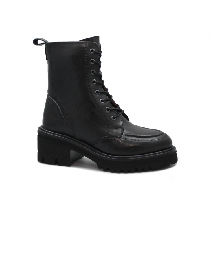 CAFè NOIR GA1023 nero scarpe donna anfibio scarponcino lacci zip tacco carrarmato
