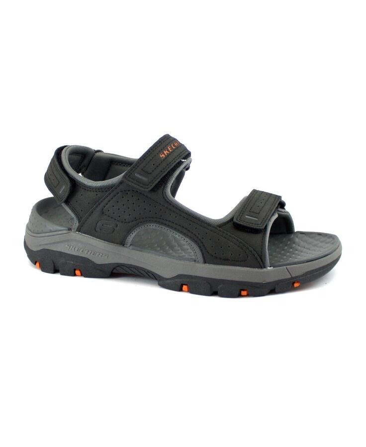 SKECHERS 204105 black nero scarpe sandali uomo sportivi strappi comfort luxe foam relaxed fit Vegan