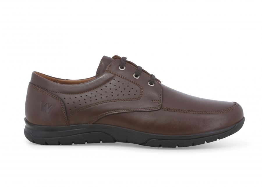 Mocassino allacciato uomo in pelle marrone u41137z