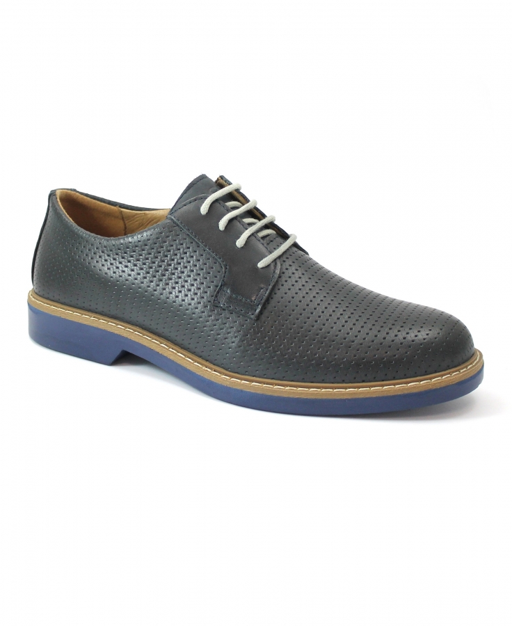 IGI&CO 7606111 blu scarpe uomo derby sportive eleganti lacci pelle stampa forata
