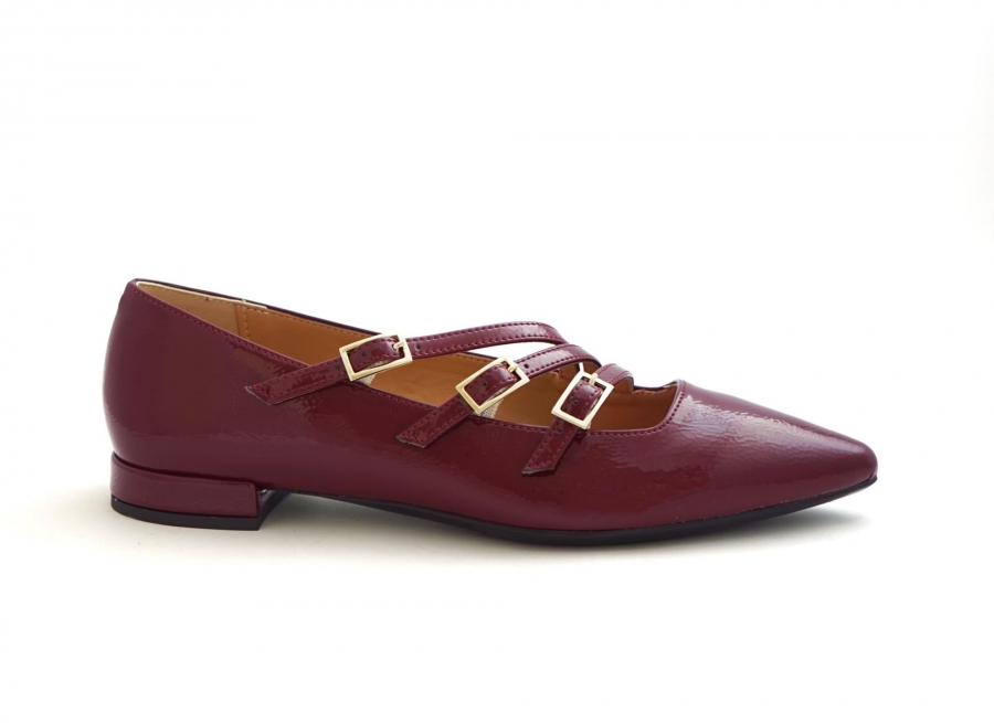 VSI ALIBEA ballerine vegane rosse vernice naplak cinturini punta scarpe basse Made in Italy