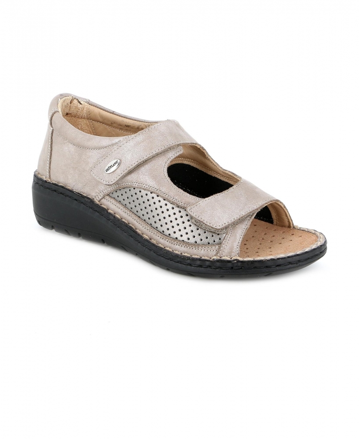 GRUNLAND NESI SC5559 tortora scarpe donna comfort plantare estraibile ballerine cinturino strappo