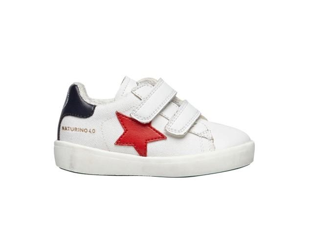 NATURINO Annie Hybrid sneakers vegan bimbi bianche mela strappi