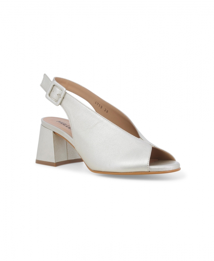 MELLUSO N622 platino scarpe donna sandali tacco pelle cinturino