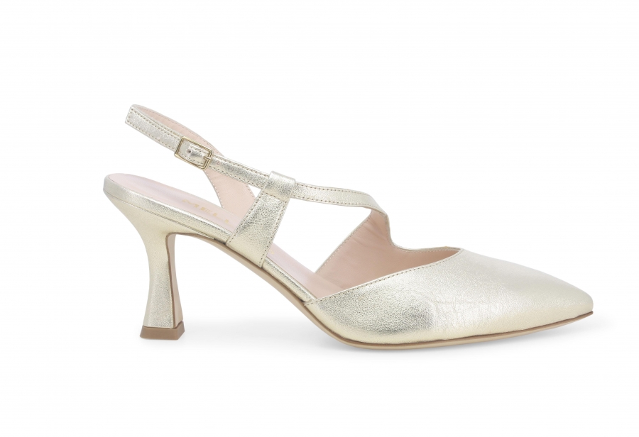 Décolleté donna slingback in pelle platino e1634zv