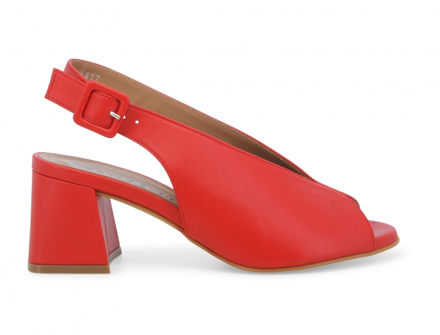 Sandalo donna comodo in pelle rosso n622z