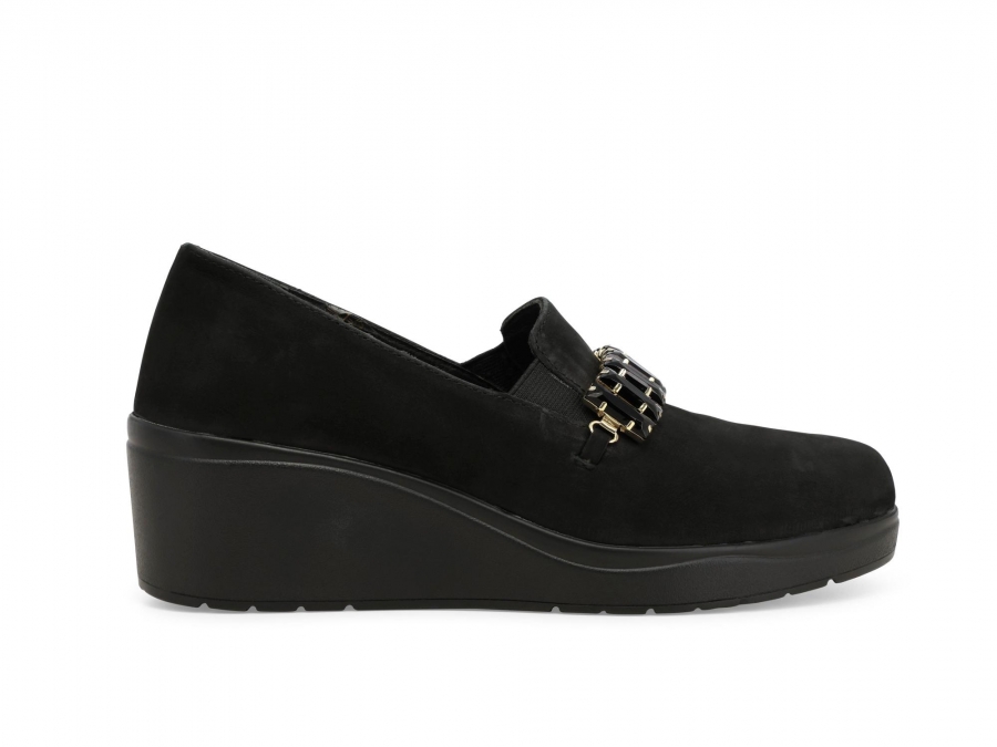 Mocassino donna in camoscio nero k53005z