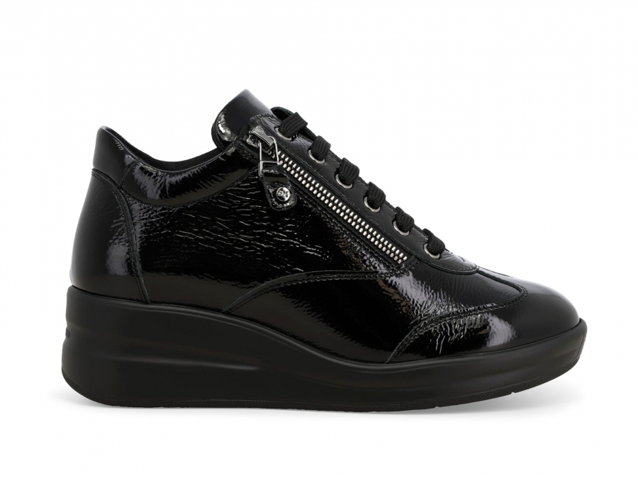 Sneakers donna in vernice nero r25625z