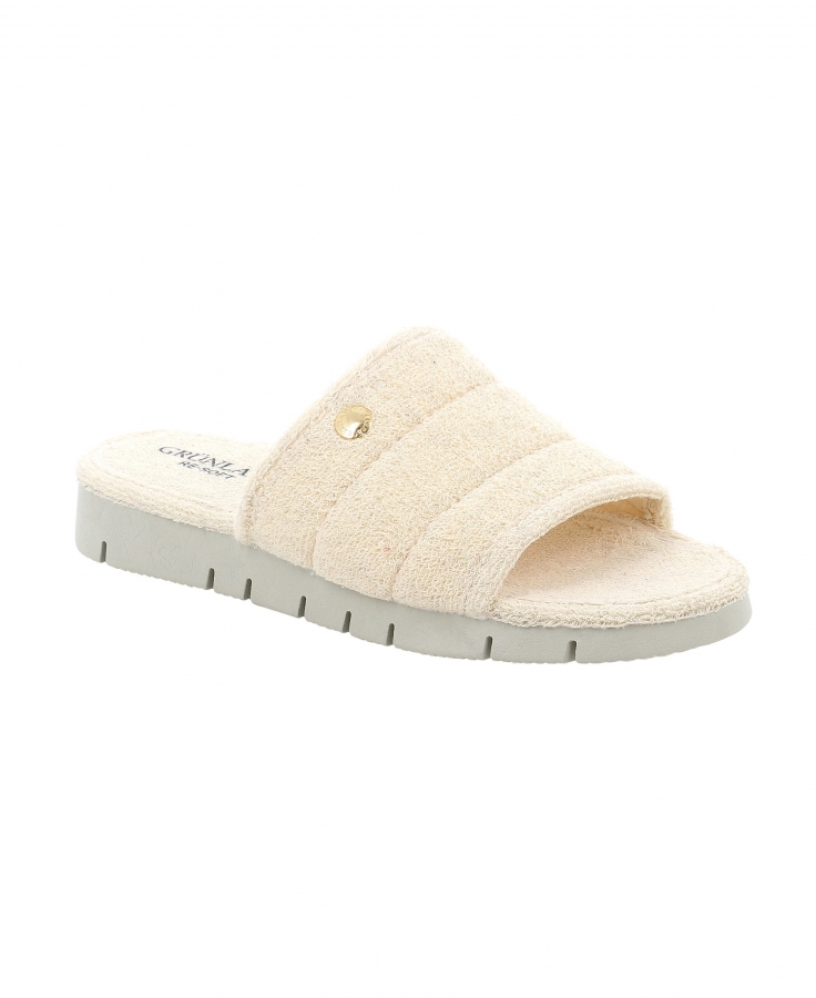 GRUNLAND LOXI CI2695 beige ciabatte donna zeppetta tessuto