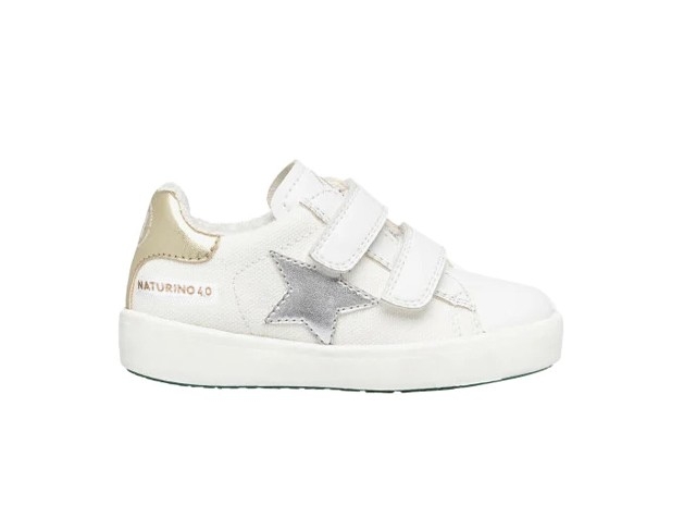 NATURINO Annie Hybrid sneakers vegan bimba bianche mela strappi eco