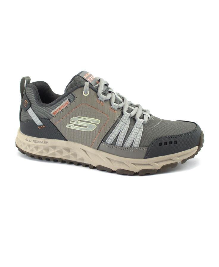 SKECHERS 51591 ESCAPE PLAN tan charcoal grigio scarpe uomo sneakers trail memory foam lacci impermeabile
